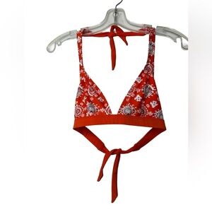 Patagonia Women’s Triangle Bikini Top Small – Red Floral Tie-Back Swimwear